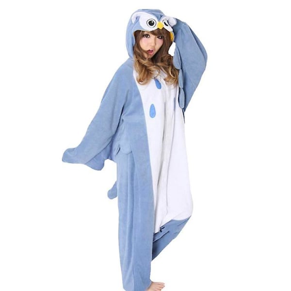 Wotogold djur cosplay kostym kigurumi onesie uggla unisex vuxen pyjamas Blue Xl