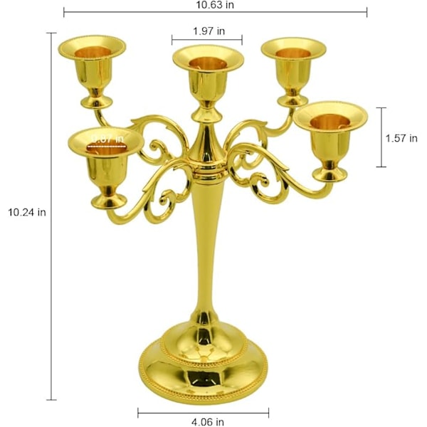 5 Ljus Metall Ljusstake Ljusstake (guld) gold