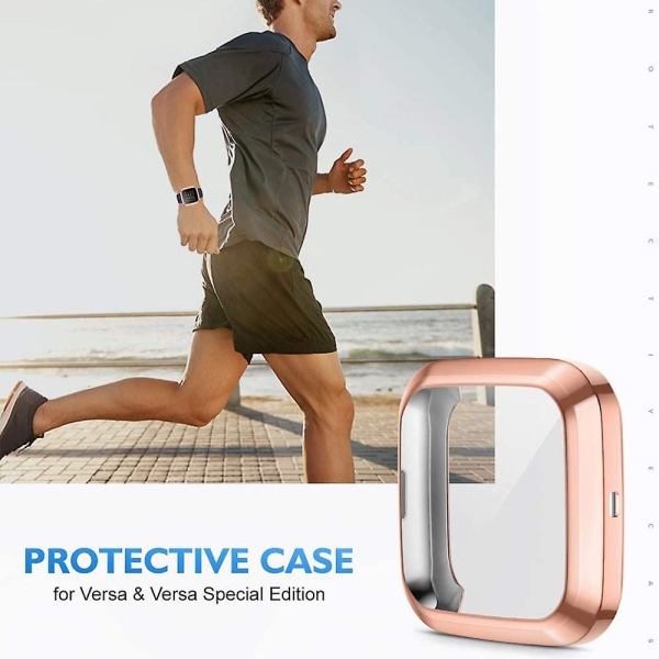2st case kompatibelt med Fitbit Versa 2 cover, tpu-skydd Black   rose gold