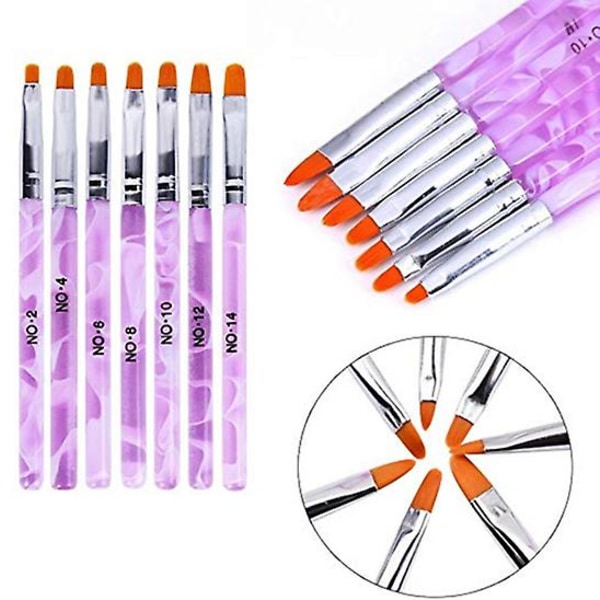 7st Runt huvud UV Gel Nagel Akryl Brush Hair Art Tips Builder Brush Pen