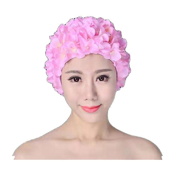 Spets vintage cap blommiga kronblad Retro stil badmössor för kvinnor Rose Pink