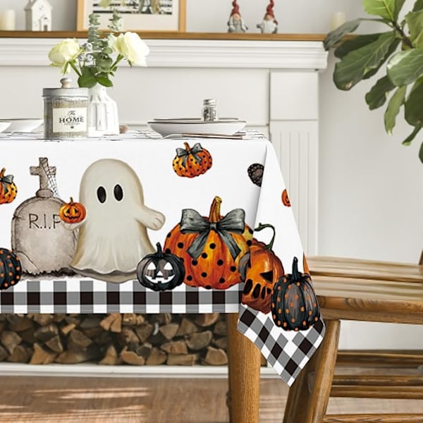 Halloween-bordsduk Spöke Pumpa Tvättbar Bordsduk (27,5 tum*15,7 tum) white 27.5in*15.7in