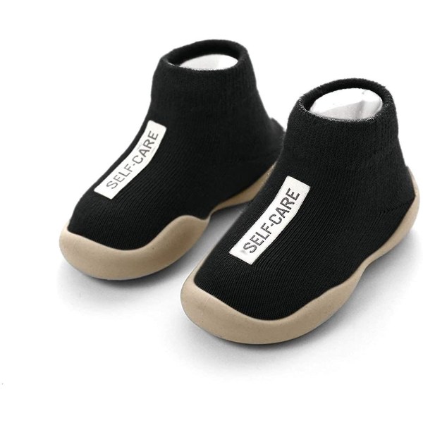 Baby Skor Stretchstickade Sneakers Barn Tofflor Unisex Speed ​​Trainer Runner (6-36 månader ) Black 5 Toddler