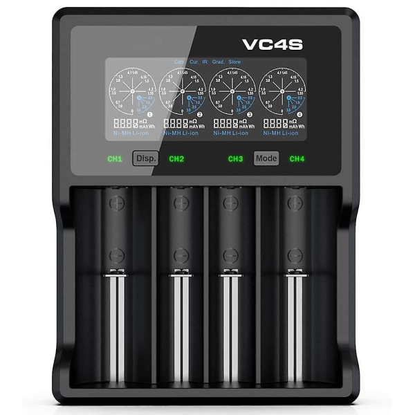 Vc4s Batteriladdare 4 Slot Li Ion Snabbladdare Med 18w Väggladdare