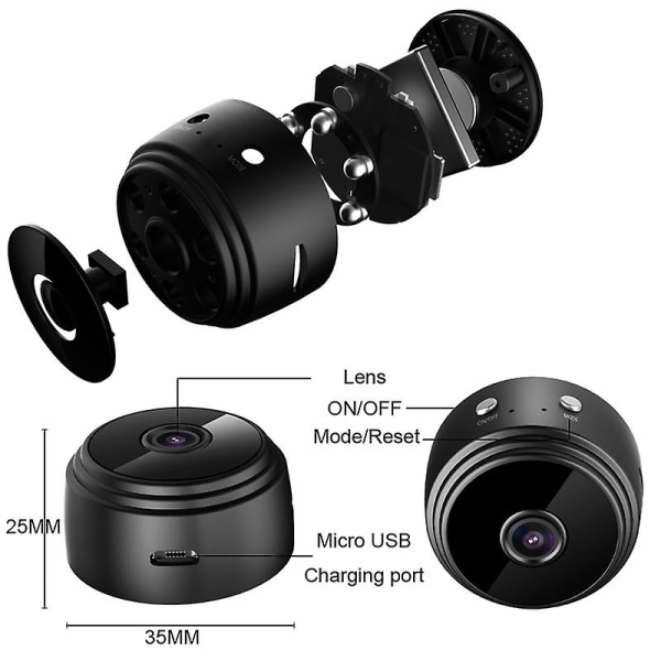 A9-kamera 1080P minikameralins Night Vision Micro Camera Motion Detection DVR Fjärrvisning Cam Support Hidden tf card FSS