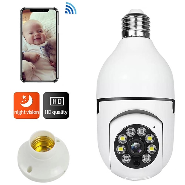 360 1080p Hd trådlös Wifi Kamera Glödlampa Säkerhet Hemkamera Rörelsedetektering Night Vision Tvåvägsljud CCTV