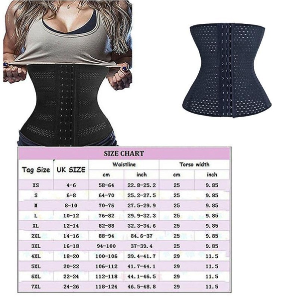 Andningsbar Shapewear Midjeslipare Kvinnor Kroppsskulpterande Slankning Magbälte Black XXXL