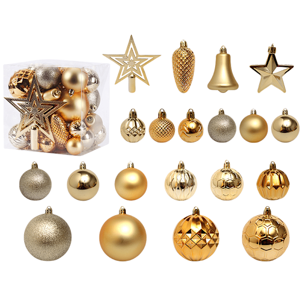 Weihnachtsdekoration, 45 Stück Baumschmuck, Weihnachtskugeln, Weihnachtsbaum-Anhänger-Set