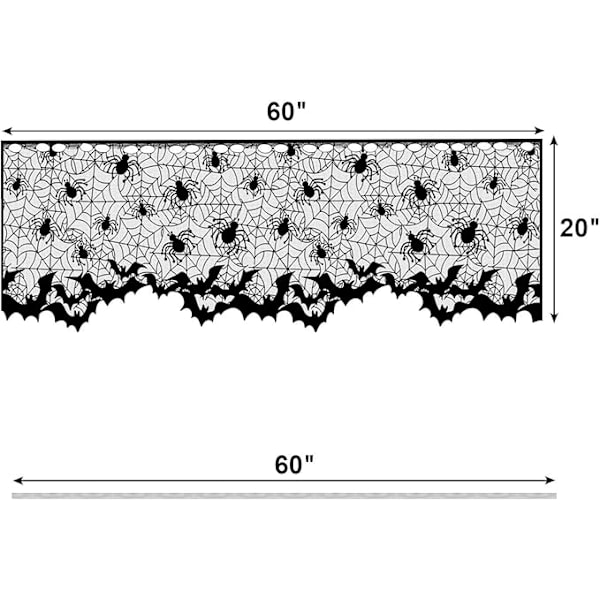 3-delad Halloween-lampskärmsdekoration, svart spetsband spindelnätslampskärmsskydd stor 20 X 60 tum spindelnätslampskärmsskydd