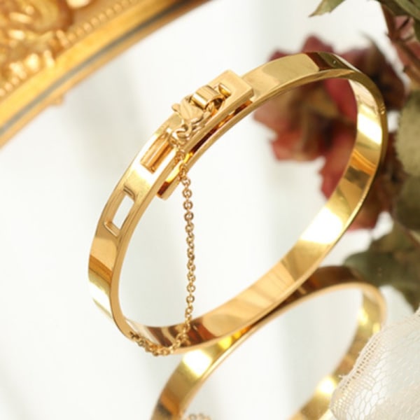 Damer Bangles Armbånd Rustfrit Stål Forgyldt Armbånd Til Kvinder Designer Luksus Kvinde Smykker Tilbehør Par Gave 2