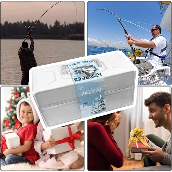 Adventskalender Rovfisk 2024 med Gummibeten och Matchande Krokar, Fiskebeteuppsättning Adventskalender 2024 Fisketillbehör, 24 Dagars Nedräkning