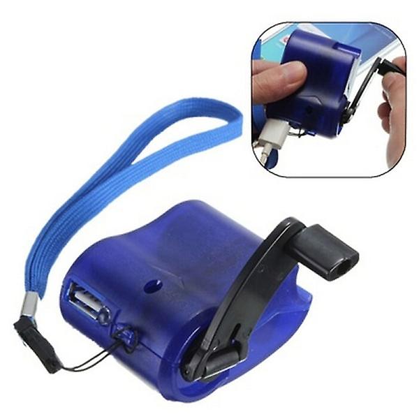 Mobiltelefon Nödladdare USB Vev Bärbar USB hand dynamo laddare med ljus Blue