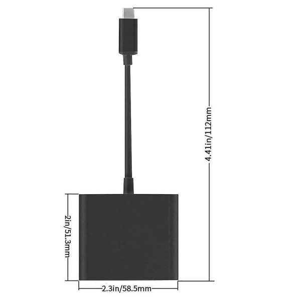 Typ C-adapter, Usb 3.1-hubb (kompatibel med usb-c Thunderbolt 3-port) till Usb 3.0 Hdmi Typ C-honladdningsadapterkonverter kompatibel med Macboo Black