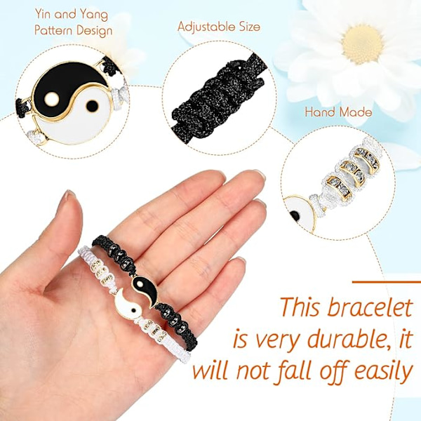 Yin Yang Flätat Armband Magnetiskt Justerbart Snöre Armband för Bästa Vänner Alla Hjärtans Dag