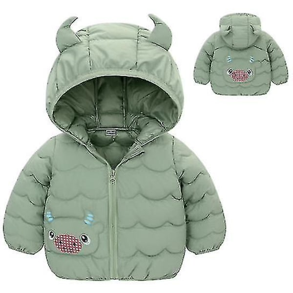 Barn Puffer Jacka Vinter Huvtröja Vadderad Jacka Lätt Ytterkläder green 90cm