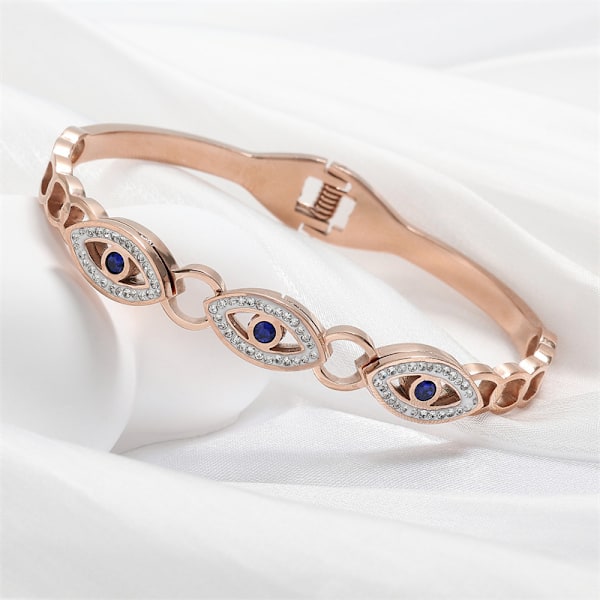 Mode Hollow Tre Ögon Rostfritt Stål Armband för Kvinnor Män Guld Silver Par Kubisk Zirkon Armband Fest Daglig Smycken 2