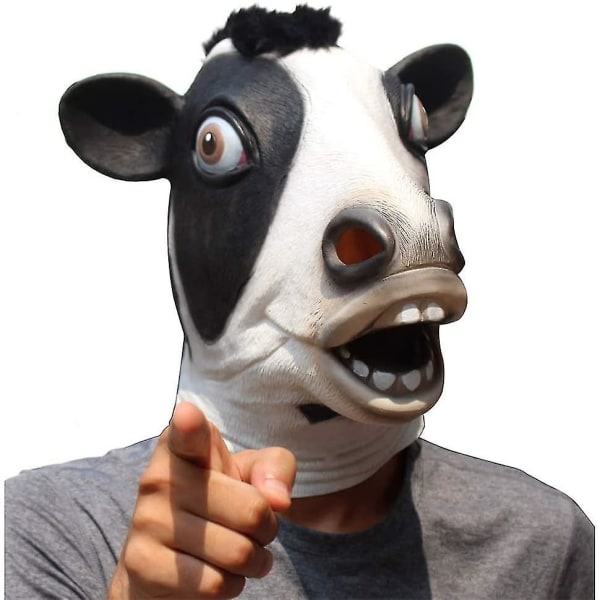 Deluxe Novelty Halloween Kostym Party Latex Animal Head Mask Cow