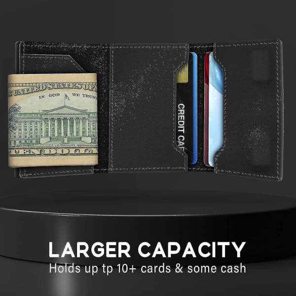 AirTag -plånbok Airtag-plånbok i äkta läder Rfid Technology Kreditkortshållare med minimalistisk plånbok för män för Apple AirTag (ingen AirTag ingår)