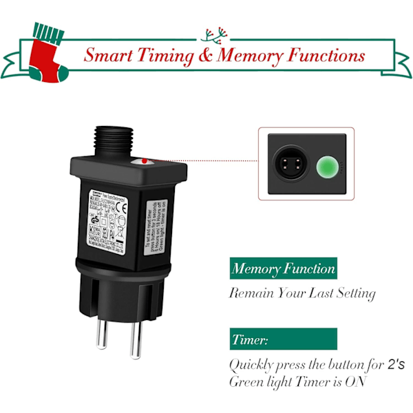 Jouluvalosovittimella varustettu muuntaja, 31 V LED-virtalähde ajastimella, muistilla, 8 tilalla, IP44 vedenkestävä virtalähteen ohjain joulukuuseen