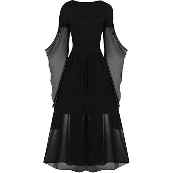 Forførende Goth-kjole for kvinner 2024 Retro Cocktail Batwing Halloween Kveldskjole Mote Plus Size Renaissance Middelalderkjole XXL Black XXL