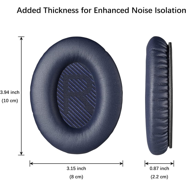 Ersättande öronkuddar för Bose QuietComfort-35 (QC-35) och QuietComfort-35 II (QC-35 II) Over-Ear hörlurar (silver)