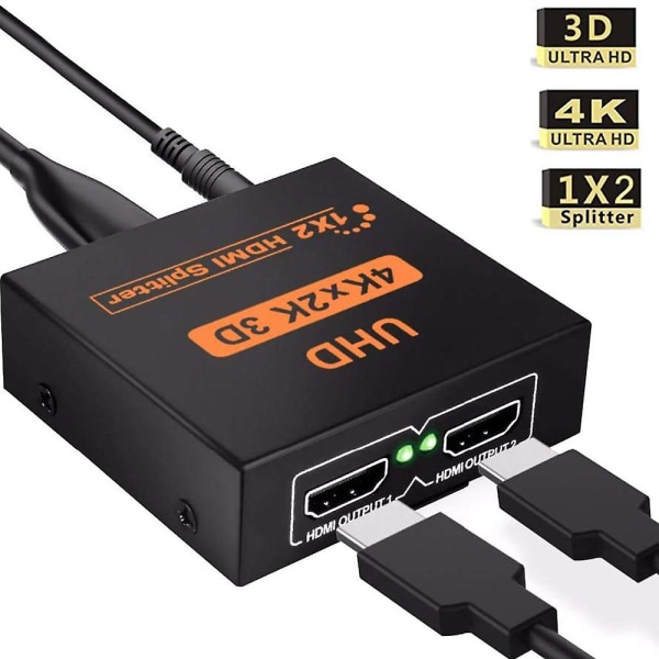 HDMI Splitter 4k,1 In 2 Out Powered Video Converter, stöd för HDMI
