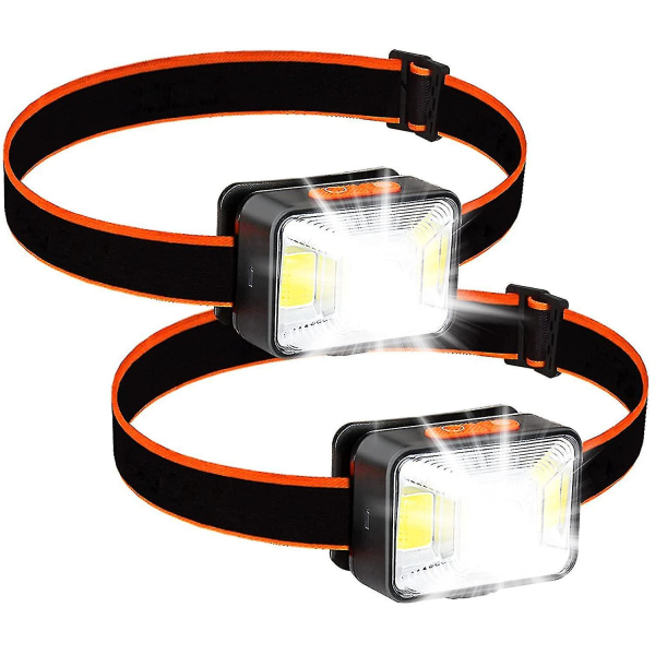 Huvudlampa 2-pack, LED-strålkastare med 5 ljuslägen, Ipx5 vattentät