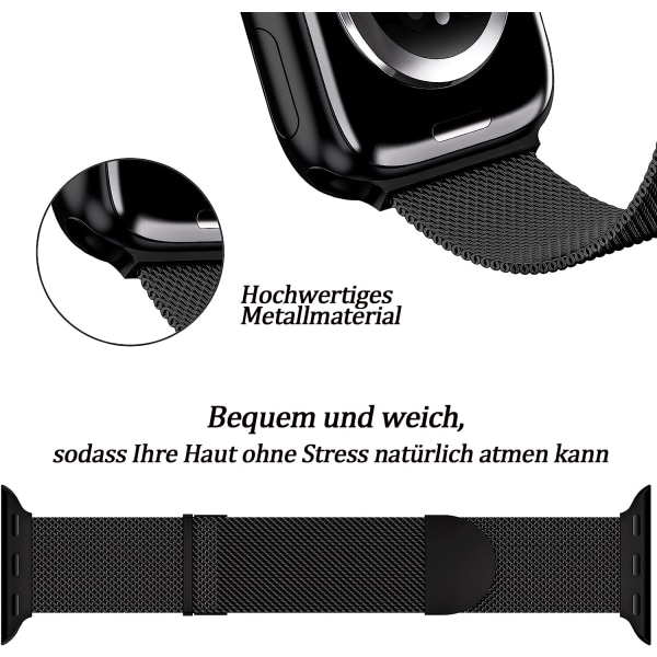 Ersättningsrem kompatibel med Apple Watch -rem 45 mm 44 mm 42 mm för kvinnor/män, dubbla magnetiska justerbara armband för iWatch Series 8 7 6 SE 5