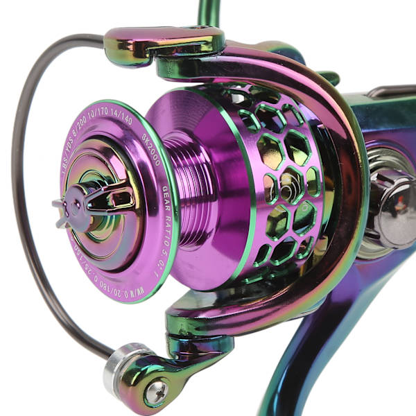 Lure Spinnrulle Metall Spinnfiskehjul Gapless 5.0:1 Hastighetsförhållande Fiske Rulle för Färskvatten Saltvatten SK2000