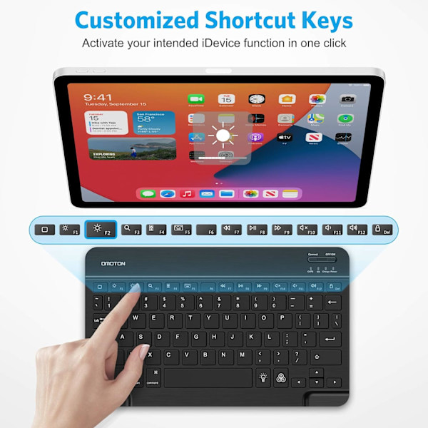 Tablet-datorns tangentbord Mini trådlöst Bluetooth-tangentbord med bakgrundsbelysning, 7-färgad bakgrundsbelysning/laddningsbart/ultratunt