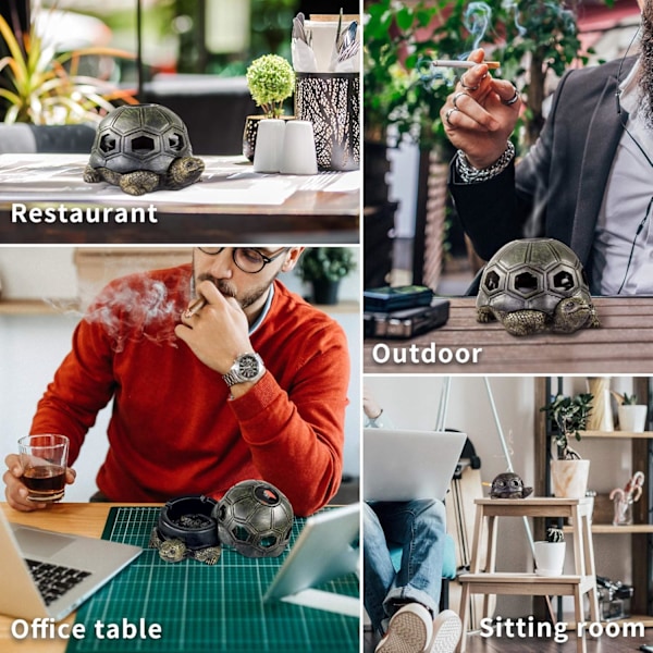 Sköldpaddsaskfat, Multifunktionell Askkopp med Kreativ Resin Design för Inom- och Utomhusbruk, Dekorativa Röktillbehör, Handmålad Tålig