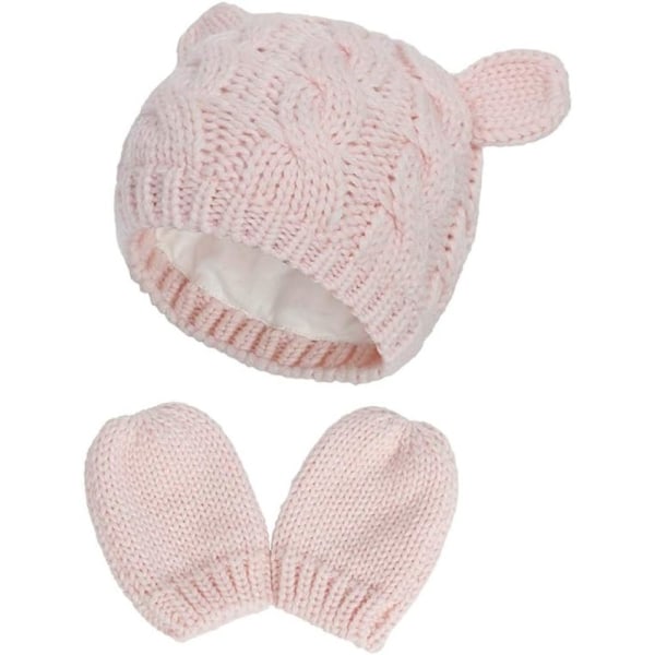 Baby Hat Handske Set Mjuk Nyfödd Baby Girl Pojkar Stickad Toddler Cap