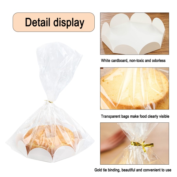 50-pack genomskinliga plastpåsar för brödkakagodiskaka