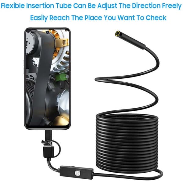 Endoskop 0.3MP Borescope 3 i 1 Endoskop med Justerbare LED'er - 1 Meter |MOON