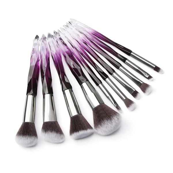 Sminkborstar Crystal Handle Set,10 ST Crystal Transparent Handle Kabuki Powder Foundation Brush Concealer Eye Shadow Eyeliner Ögonbrynsborste
