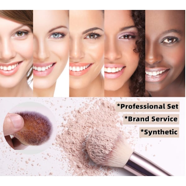 BS-MALL Makeup Brush Set 18 st Premium Syntetisk Foundation Puder Concealers Ögonskuggor Rouge Makeup Borstar med svart fodral (Champagne Guld)