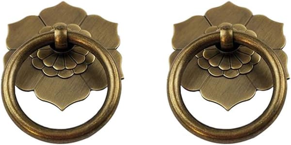 2 stk. Antik Messing (Antik Bronze) Ringgreb Køkken Skab