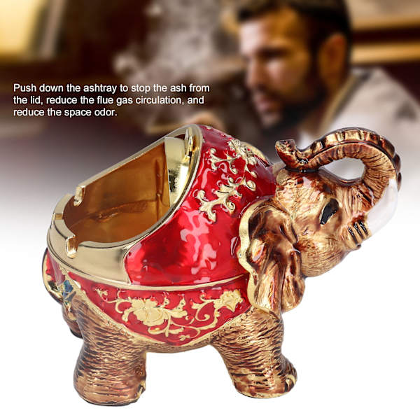 Askkopp Europeisk stil Retro Elefant Sfärisk Zink Legering Dammsamlare med lock