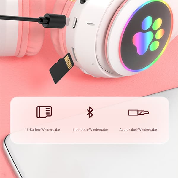 LED Lysende Hovedtelefoner, Foldbart Stereo Børneheadset med Trådløs Forbindelse til Aldre 2-13
