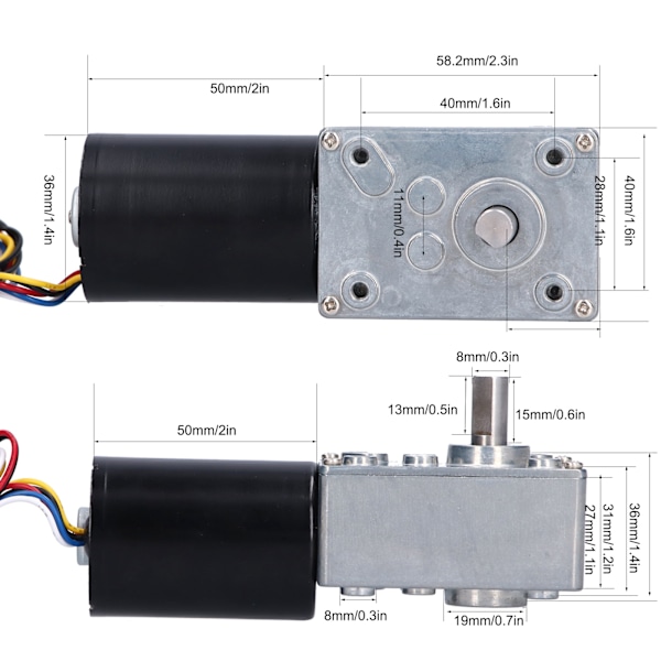 Växelmotor Borstlös Hög Vridmoment Låg Brusreducering Metallväxellåda CW CCW 5840‑3650 DC12V80RPM