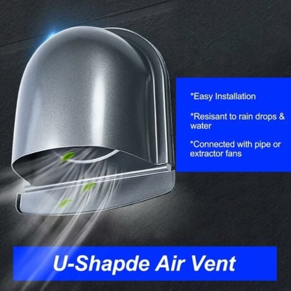 100MM Rostfritt Stål Ventilationsgaller, Utomhus Rund Skorstenskåpa Galler, U Ventilationsgaller med Anti-Insekt Nät, Ventilationsgaller med 45°