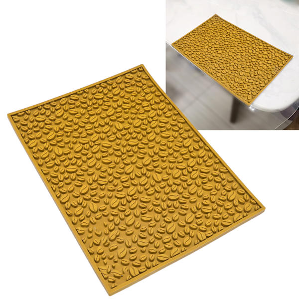 Halkskyddad koppmatta kaffeböna design skrivbord bar disk PVC-dyna för vattenavrinning filtrering gul