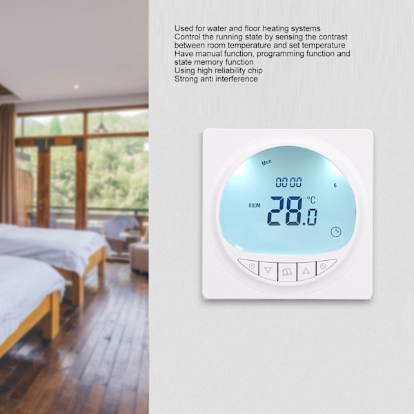 Vattenburen golvvärme termostat LCD-display Smart Home temperaturregulator panel 220V