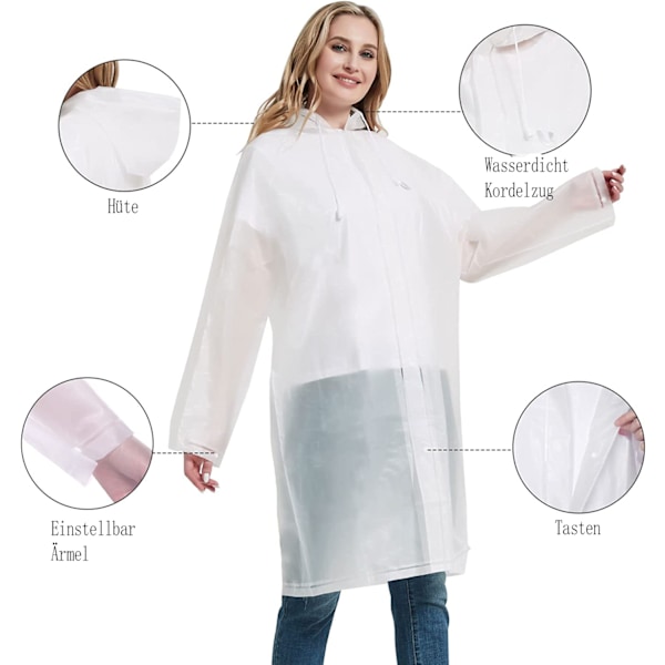 UNIQUEBELLA Regnrock EVA Rese Transparent Regnponcho Regntillbehör för Män och Kvinnor Regnkläder Regnkappa Regnjacka Vattentät för Vandring