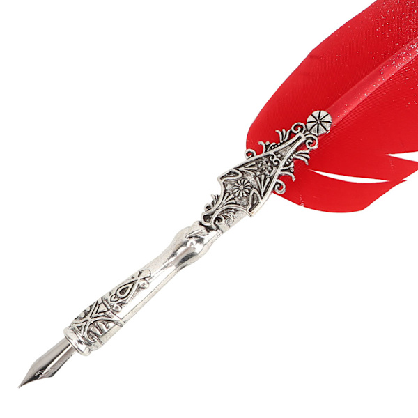 Vintage Retro Fjäder Dip Pen Legering Nibs Kalligrafi Skriv Penna Present med Box(Gradient Röd)