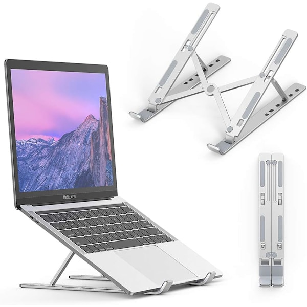 Ventilerat laptopstativ, hopfällbart laptopstativ justerbar vinkel 10 nivåer bärbart kylningsstativ för dator, justerbart stativ för PC / surfplatta