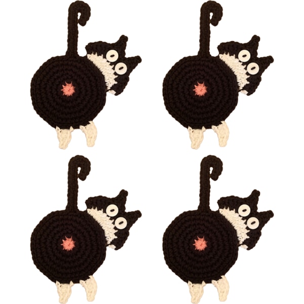 Cat Crochet Drink Coaster Set Roliga kattpresenter för kattälskare