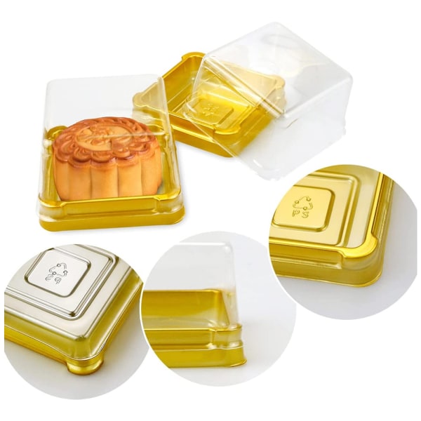 50 Set genomskinlig plast Mini Cupcake Boxes Fyrkantig ask för ost