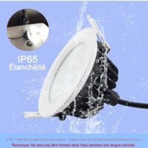 9W LED-downlight, infällda spotlights takpanellampa - Vattentät IP65 för badrum och sovrum inomhus- och utomhusbelysning (6000K, AC220V-240V,