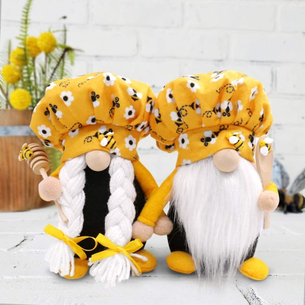 Bumble Bee Kocktomte Skandinavisk Tomte Nisse Svensk Honungsbi Elf Hembondgård Kök Dekor Bi Hylla Flernivå Dekorationer, Set om 2